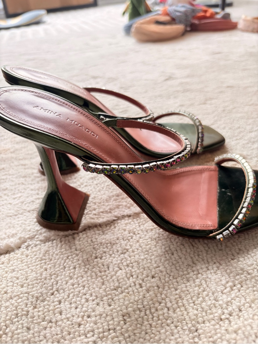 AMINA MUADDI Green Gilda Slipper Heeled Sandals - Picture 3 of 5